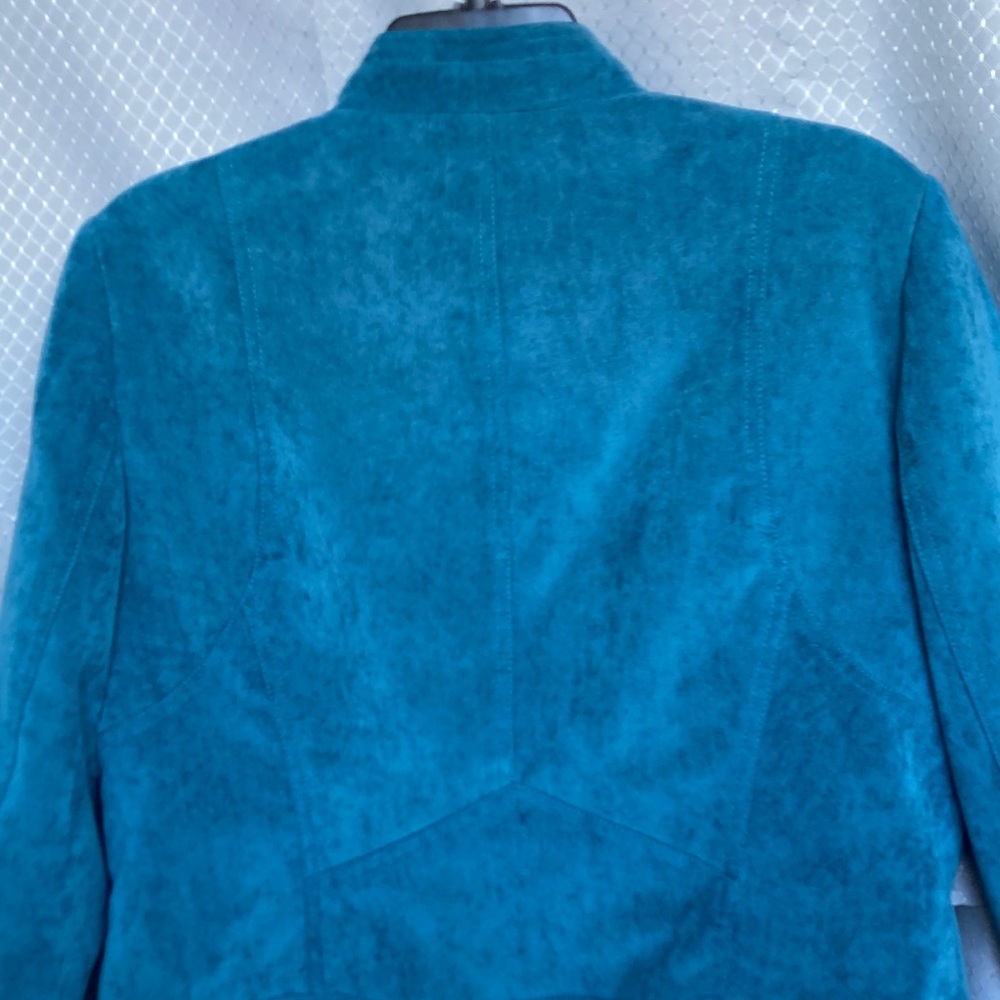 Vintage 90s collarless jacket lined hidden shoulder pads office business casual - Picture 17 of 17